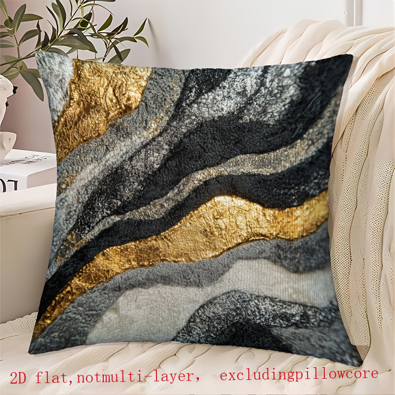 TEMU 2d Flat - This Is A 2d Flat Printed Pillowcase Featuring A Short Plush Decorative Cushion, Designed By Frankab In Of Marble Gray, Silver, And