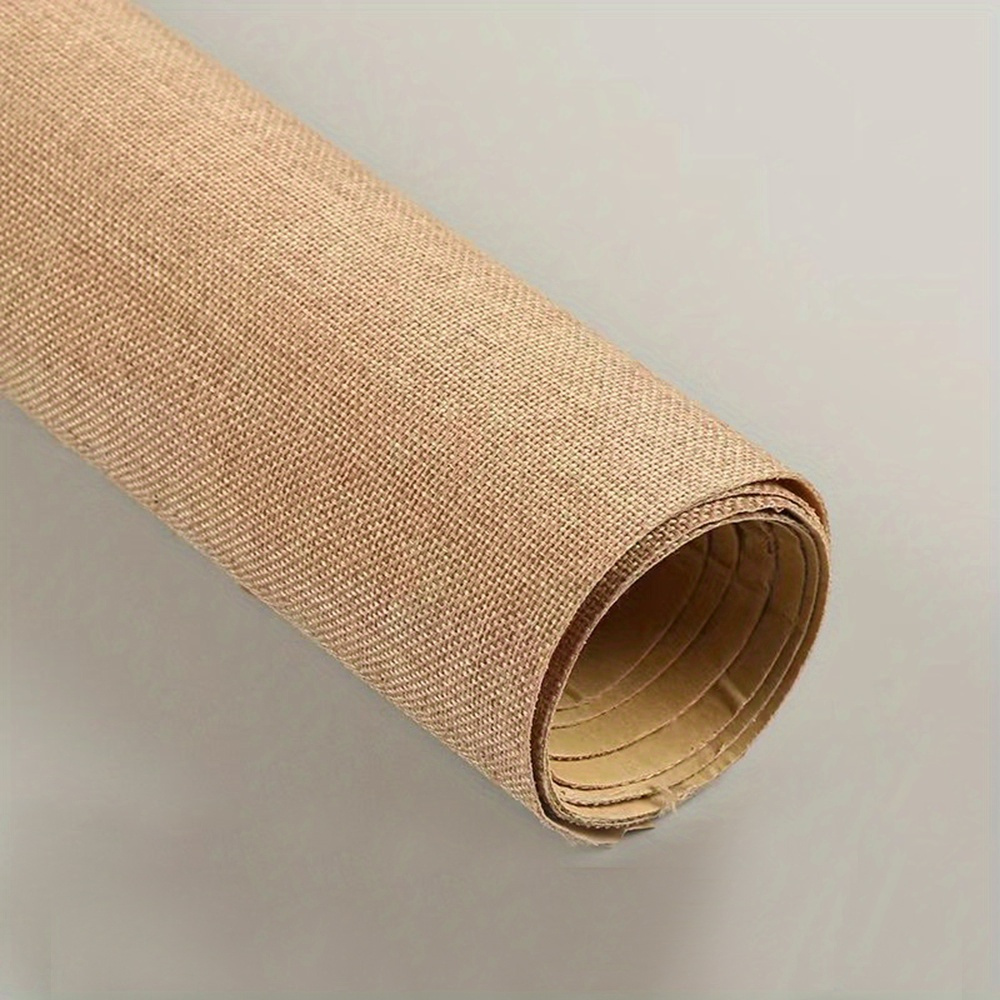 Image of Self-adhesive Burlap Fabric Roll - 19.68 X 58.26 Inches, Natural Texture For Diy Crafts And Home Decor, Hand Wash Only, Diy Crafts Fabric | | Hand Washable