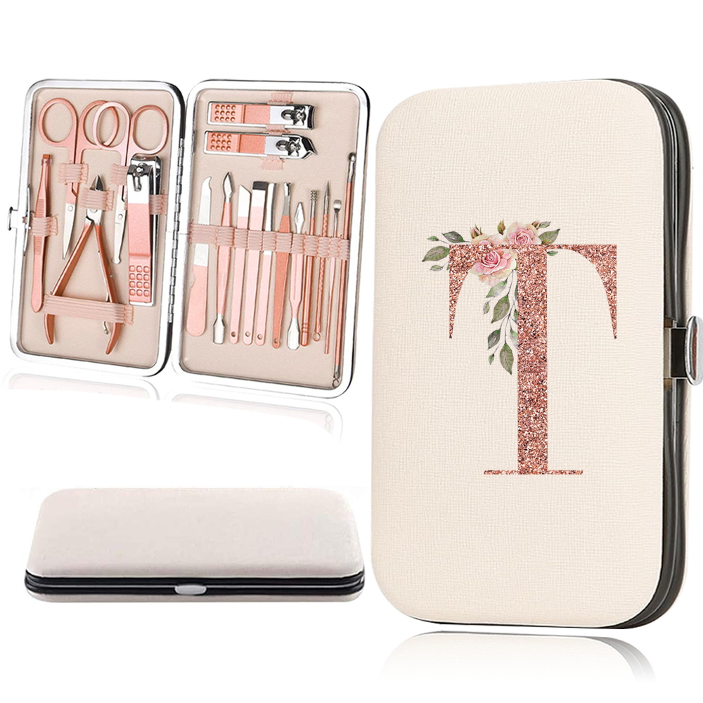 18pcs Rose Golden Nail Studio Set with Portable Storage Box