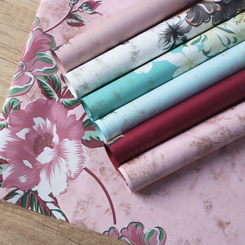 

20-pack Vintage Floral Wrapping Paper, Double-sided Waterproof Thickened Bouquet Material, Fragrant , Plain Plastic Paper For Flower Packaging