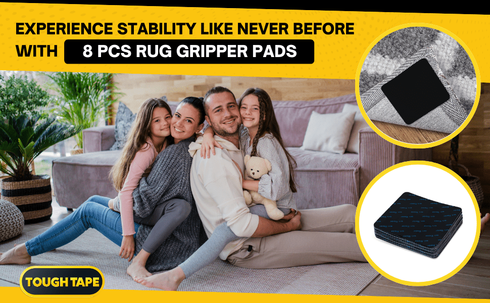 double sided rug gripper pads pet anti slip carpet tape for hardwood floors secure area rug holders for indoor use in office and room spaces details 0