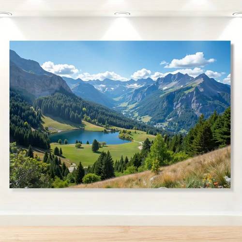 1pc large self wallpaper mural realistic snow capped turquoise lake pine trees forest peel stick backdrop durable for home theater parties photo shoot background