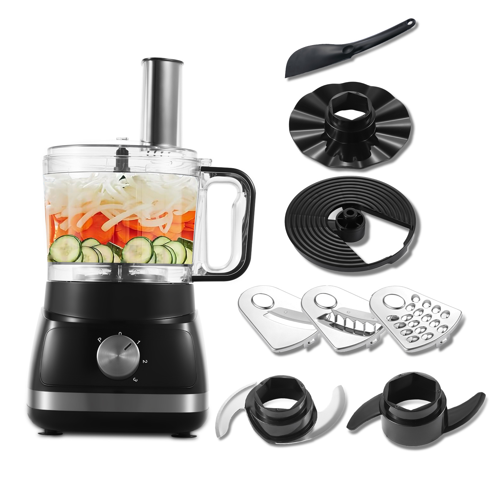 TEMU 800w Food Processor And Blender With Chopping Slicing Shredding Kneading Stirring, Multifunctional Food Processor, 3 With , 2l Mixing Bowl