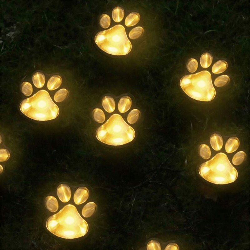 TEMU 4pcs-solar Paw Print Lights, Wireless Of Animal Solar Lights Outdoor Garden Decor, Ip44 Waterproof Led Yard , Birthday Gift For Pet Lovers