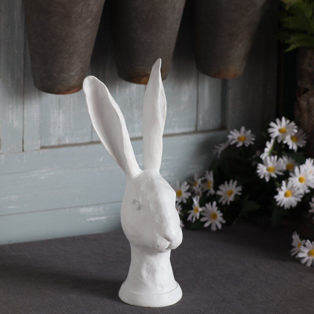 Image of 1pc Easter White Vintage Rabbit Ornament, Home Entryway Table Living Room Decor, Garden Yard Rabbit Display, Animal Craft Gift, Holiday Decoration, Small Sculpture Ornament Christmas Gift