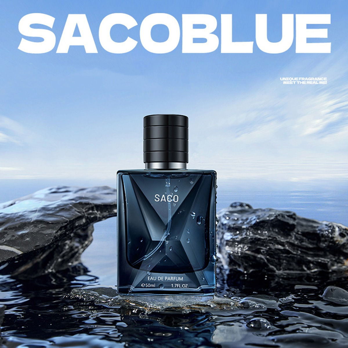 SACO Men's Eau de Parfum, 1.7fl.oz - Refreshing Woody Scent with Floral Notes, Long-Lasting Fragrance, Alcohol-Based, Phosphorus-Free, Ideal for Dating & Everyday Use, Men's Fragrance | Modern Bottle Design | Parabenfree Fragrance