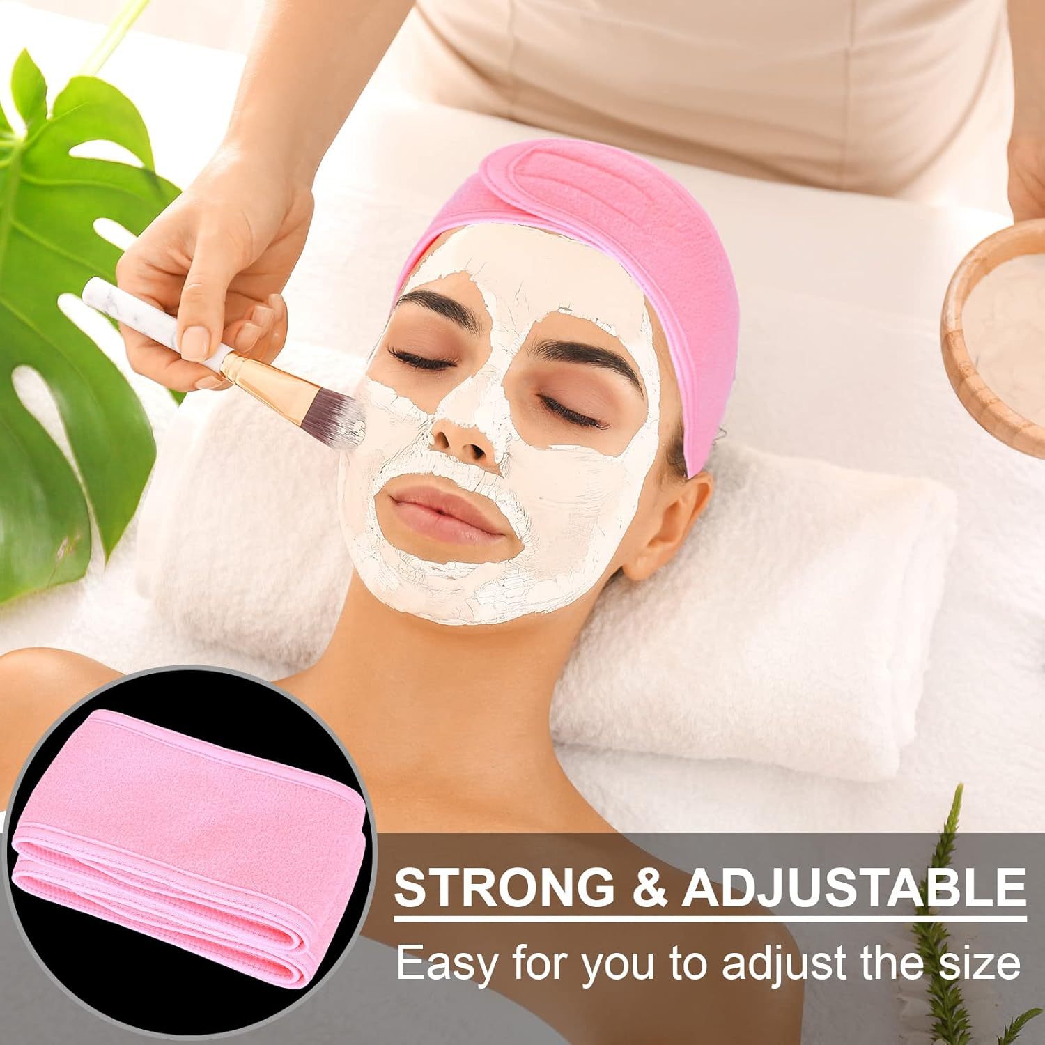 Image of 2pcs Adjustable Women's Headbands, Soft Non-slip Head Wraps, Spa Face Washing Headbands, Makeup Surround Terrycloth, Adjustable Patch, Suitable For Sports, Skincare, Yoga, Face Washing, Running, Etc.