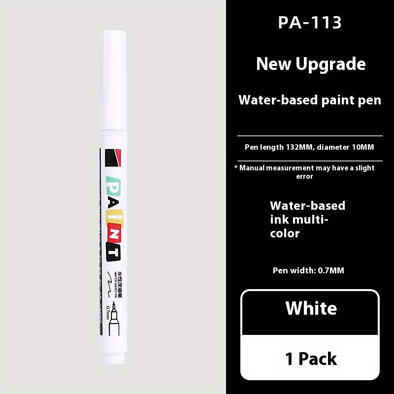 Image of 1pc Permanent White Paint Pen Thin Head Black Golden Silvery Red Yellow For Rock Painting, Stone, Ceramic, Glass, Wood, Canvas 0.7mm Acrylic Paint Markers Extra-fine Tip