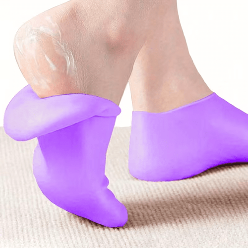 1 pair of purple ladies dry cracked feet silicone socks moisturizing mask exfoliating silicone socks spa gel socks used for cracked heels softening rough skin and post care used with your lotion and face