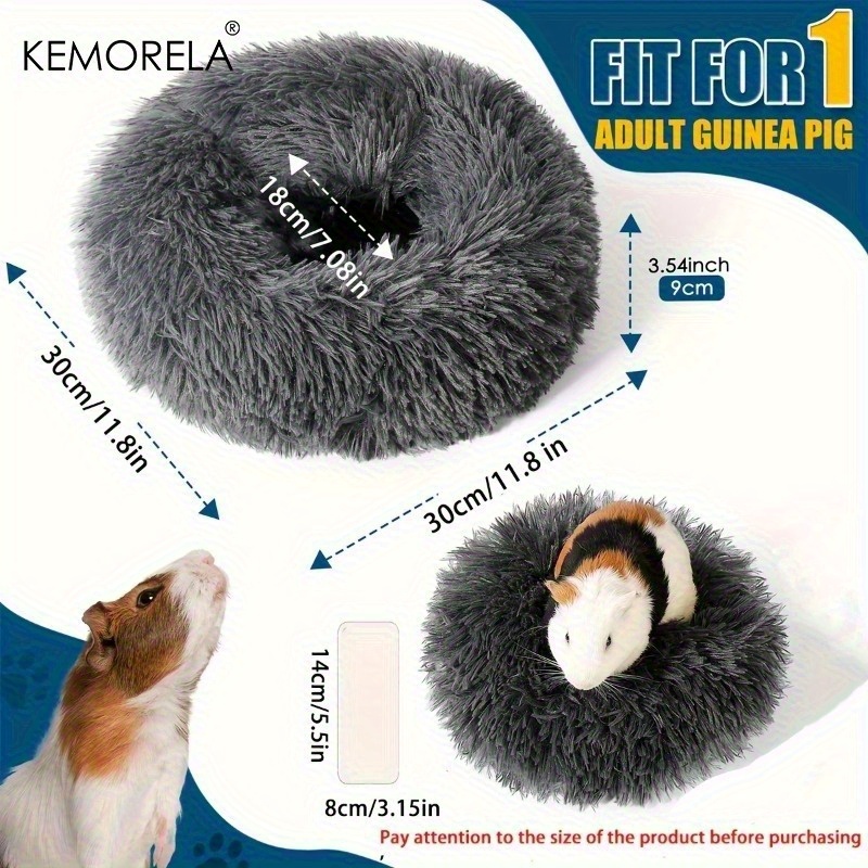 KEMORELA 1pc Ultra-Soft Plush Small Pet Nest - Cozy, Warm Hamster Sleeping Bed with Non-Slip Bottom & Insulated Padding, Perfect for Guinea & Small Animals, Round Light Blue Fluffy Design