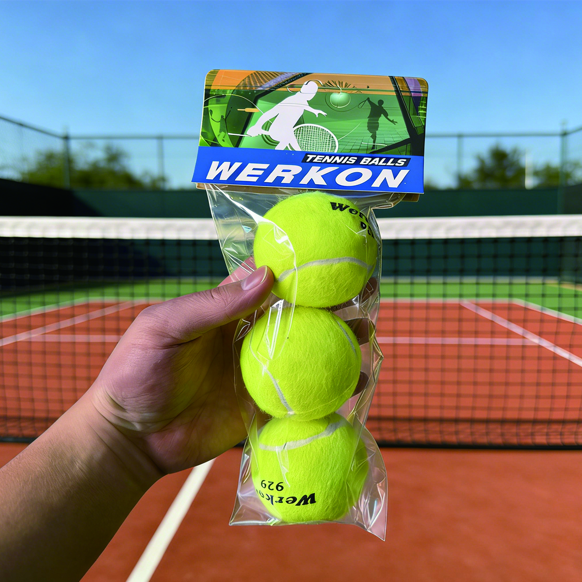E-shop Drei WERKON Tennisbälle für Training und Wettkampf, langlebig und hochelastisch, einzeln verpackt, fluoreszierend gelb/gelb, zertifiziert durch