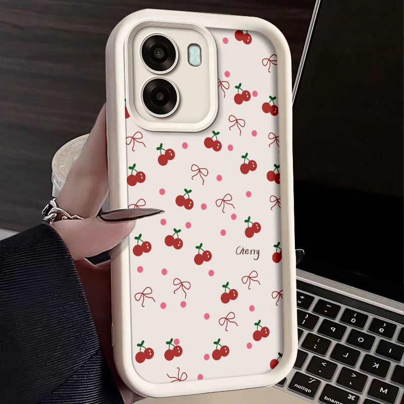 TEMU Phone Case: Sweet Bowknot & Cherry Soft Phone Case For Oppo A6x 5g/oppo A6x 4g/oppo A6t 5g/oppo A6t 4g/oppo K14x Shockproof Anti-drop Full