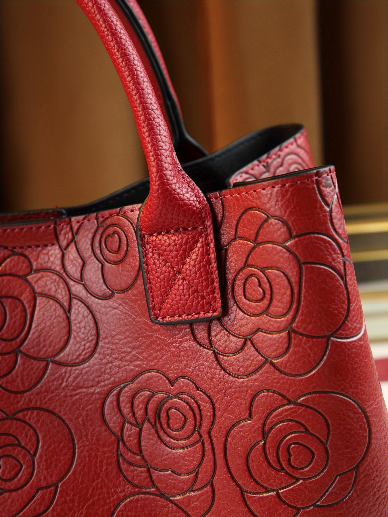 Red Bucket Bag back view