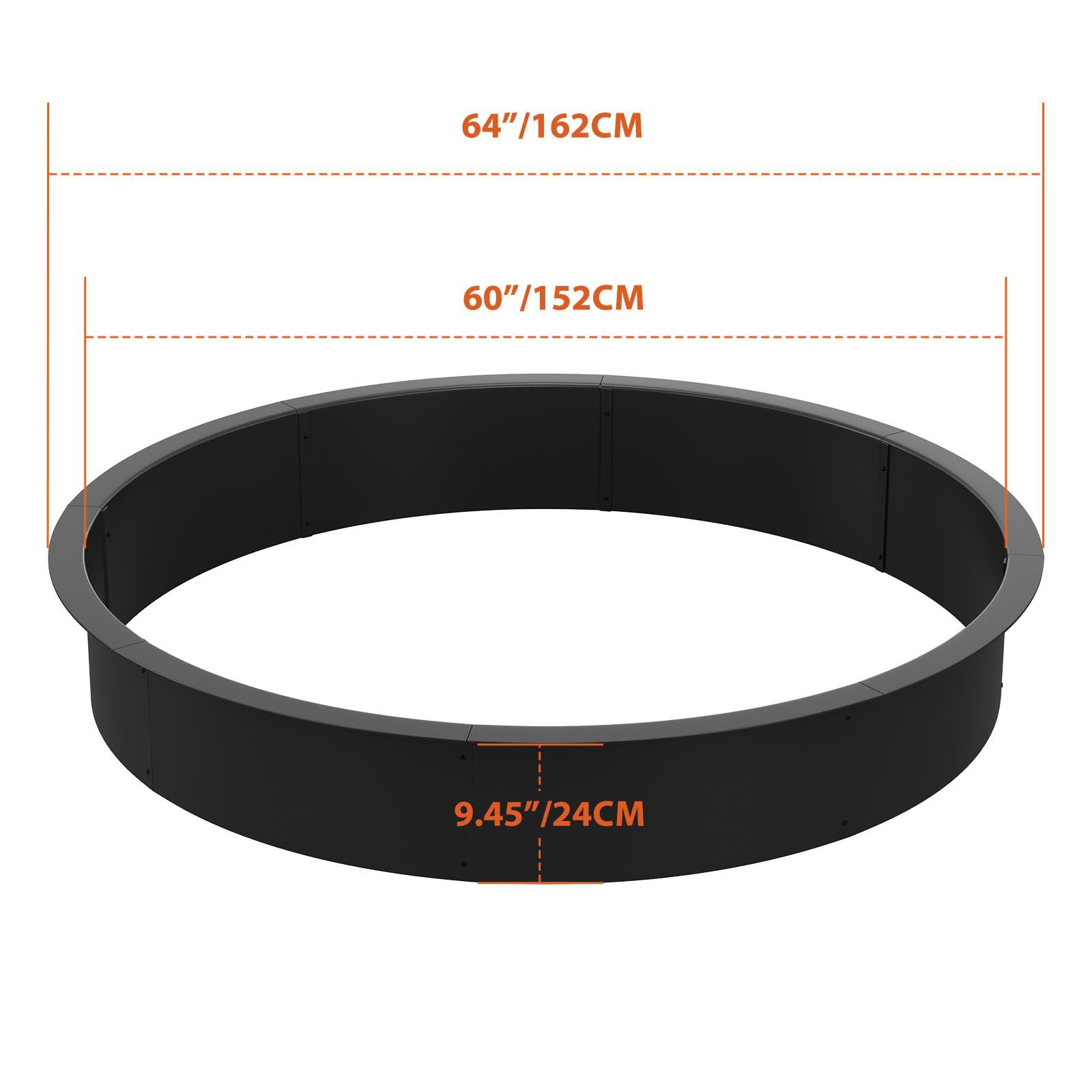 Heavy Duty Smokeless Fire Pit Ring, Rust Proof Carbon Steel Construction, Efficient Ventilation And Easy Assembly For Outdoor Patio Backyard Garden Camping