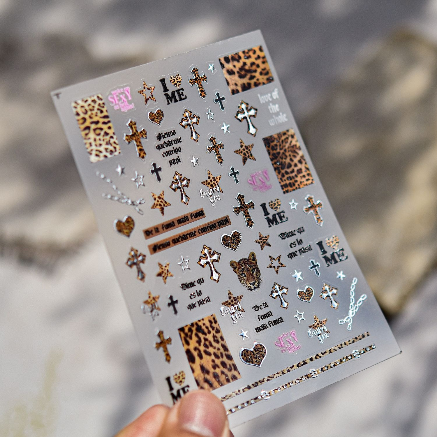 1pc 5d Metal Nail Stickers, Retro Nail Stickers, Leopard Print Nail Stickers, Self-adhesive Nail Art Stickers, Nail Decoration Sticker Additions Nails Nail Supplies