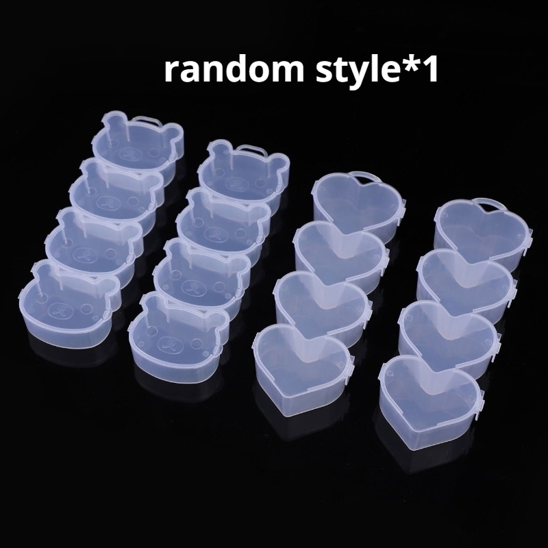 Random Style Cute Bear-shaped Transparent Plastic Storage Boxes With Lids - Multi-compartment Organizer For Hair Ties, Small Hair Clips, Earrings, Jewelry - Durable Portable 4-in-1