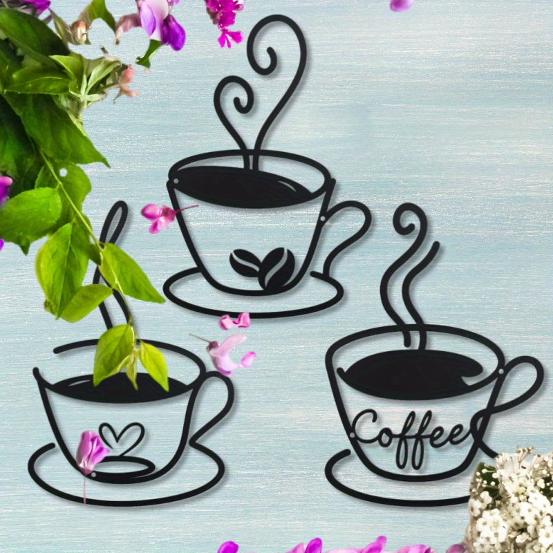 2d flat 3pcs vintage coffee cup acrylic wall art set - Temu Mauritius