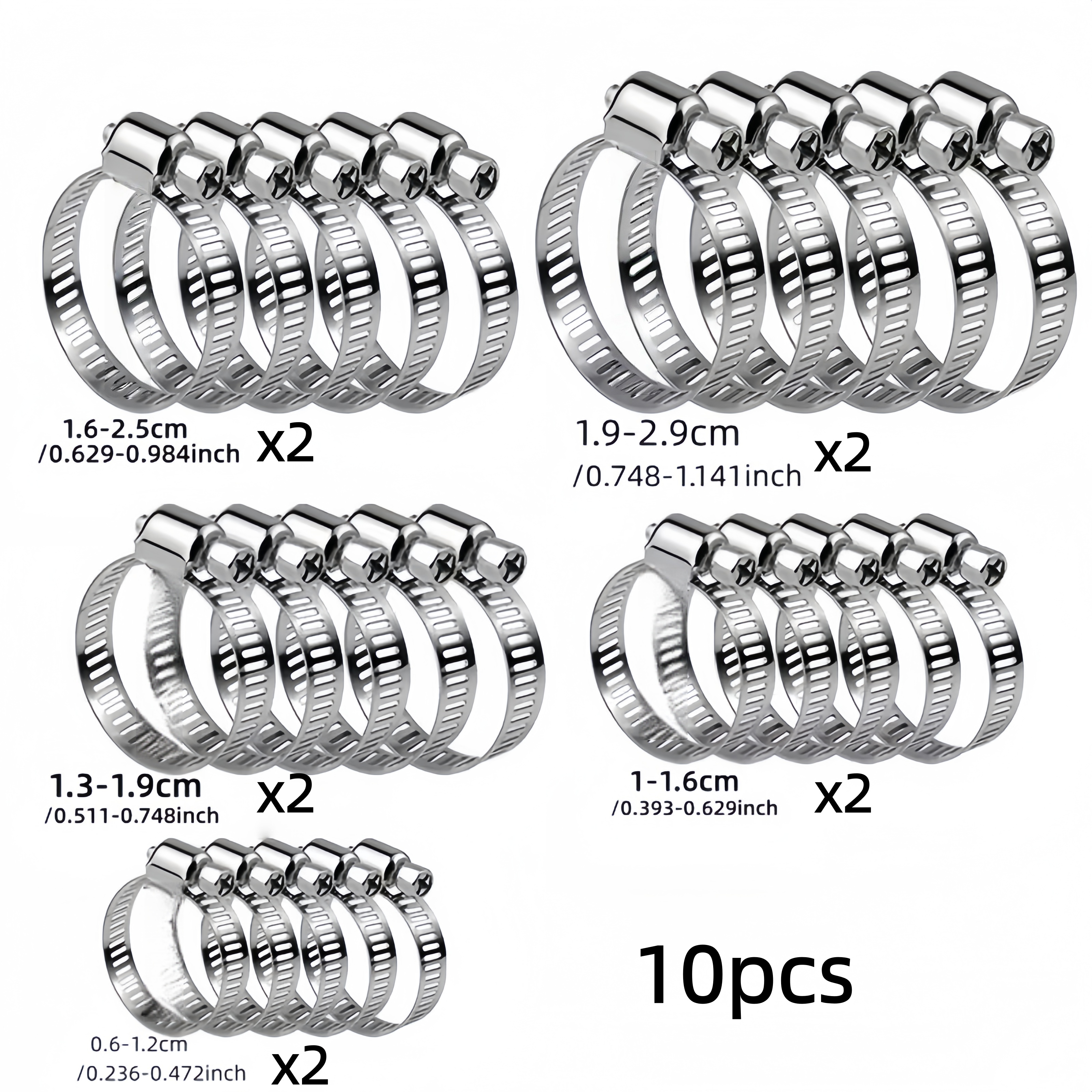 TEMU Combination Kit, Adjustable Stainless Steel Hose Clamps From 1/4 Inch To 1-1/8 Inch (6-29mm), T-, Worm Gear , Suitable For Pipe And Automotive