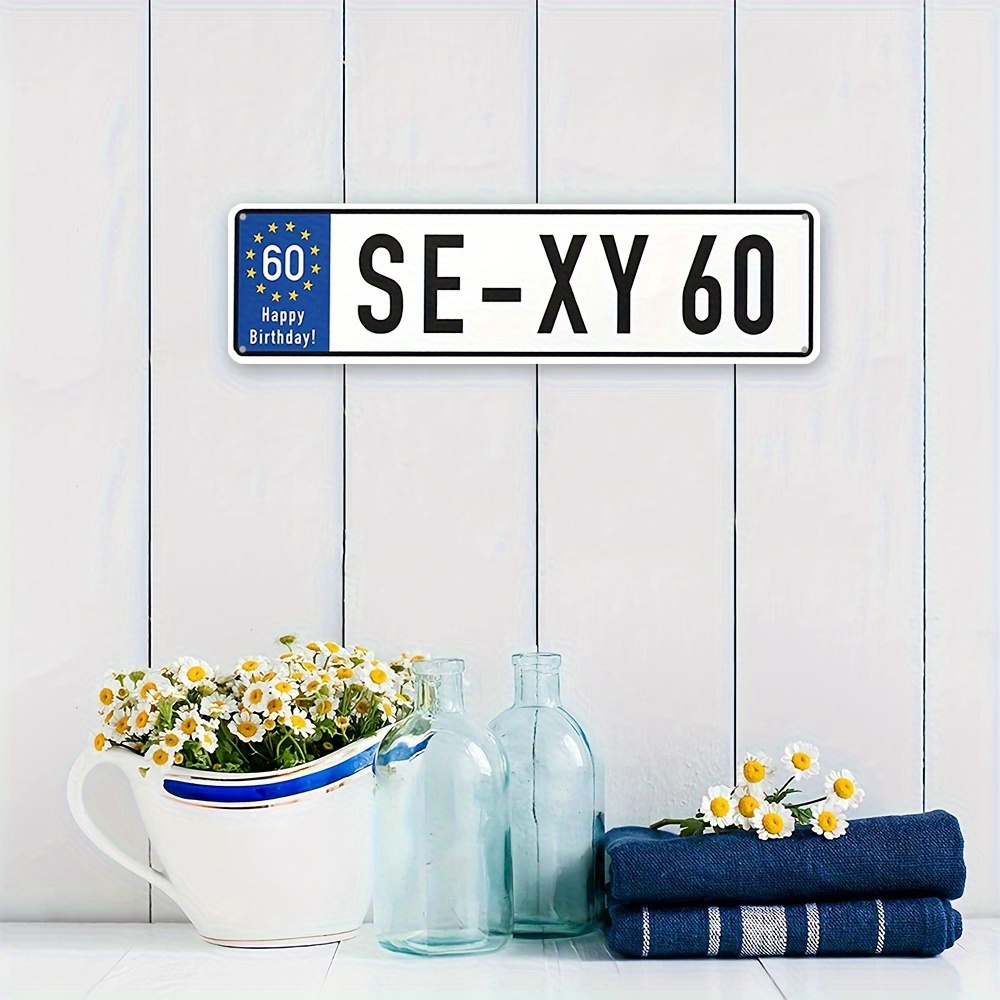 E-shop 2D Flach, 1 Stück 60. Geburtstag Aluminium Wand Schild - "SEXY-Y" Blau & Goldfarben, 10,16x40,64cm Vielseitiges Wanddeko - Ideales Geschenk für