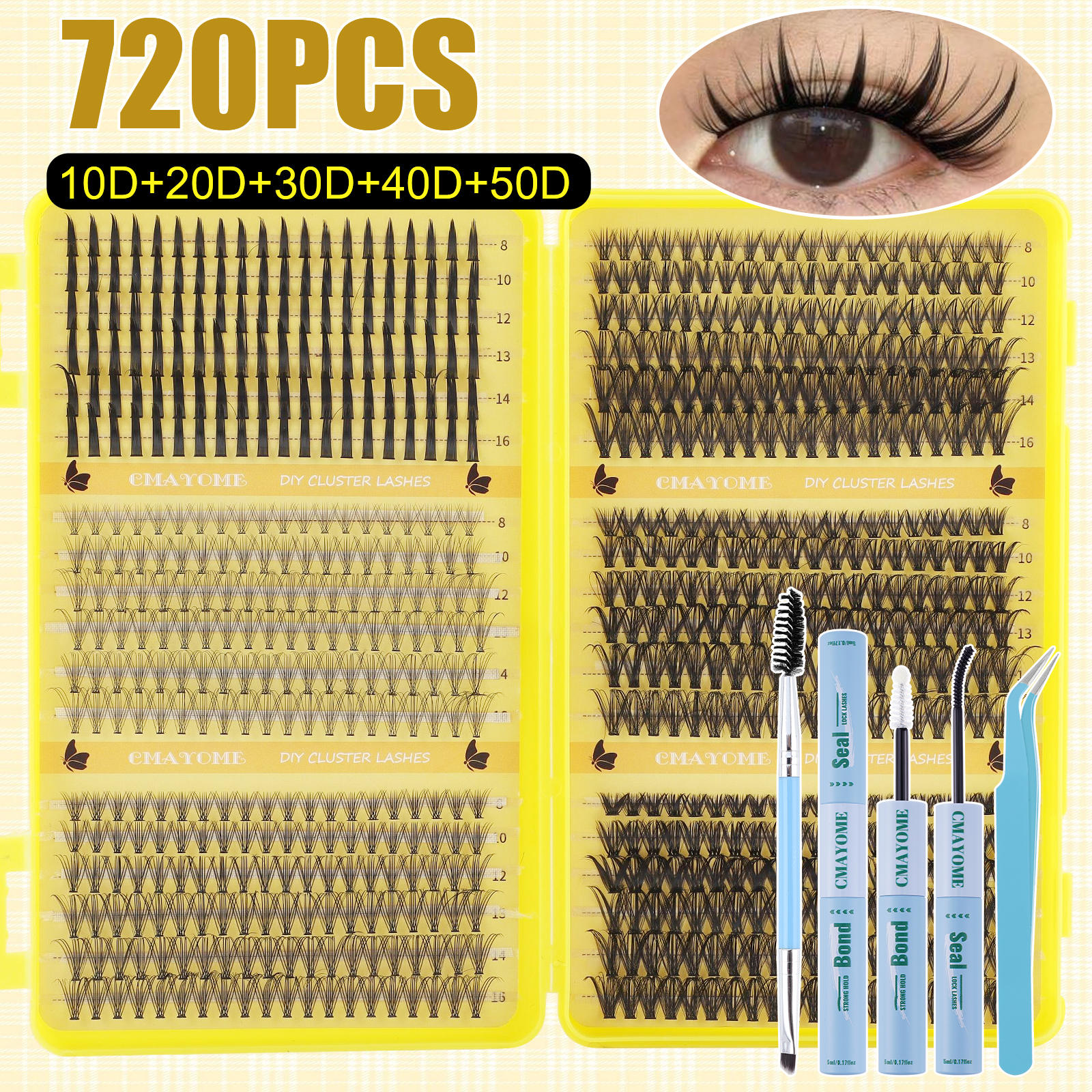 Image of 720/708/684pcs Handmade False Eyelash Extensions Suitable For Beginners, D Lash With , Diy Eyelash Strips For -eye/natural/ Styles, Large Volume Lashes For Daily Wear & Gifts