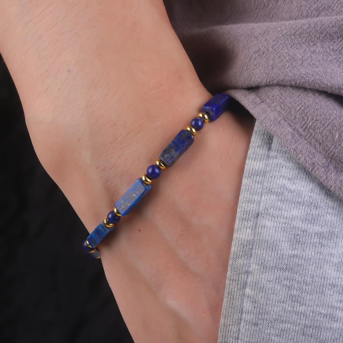 Vintage Style Lapis Lazuli Handmade Elastic Rope Bracelet