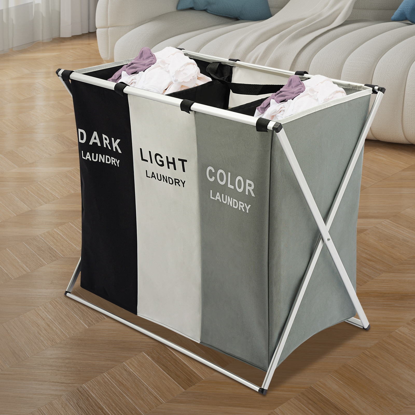 TEMU Panier de rangement - Panier de rangement rectangulaire pliable noir, blanc et . Grande de 138 litres. de rangement convient au rangement de