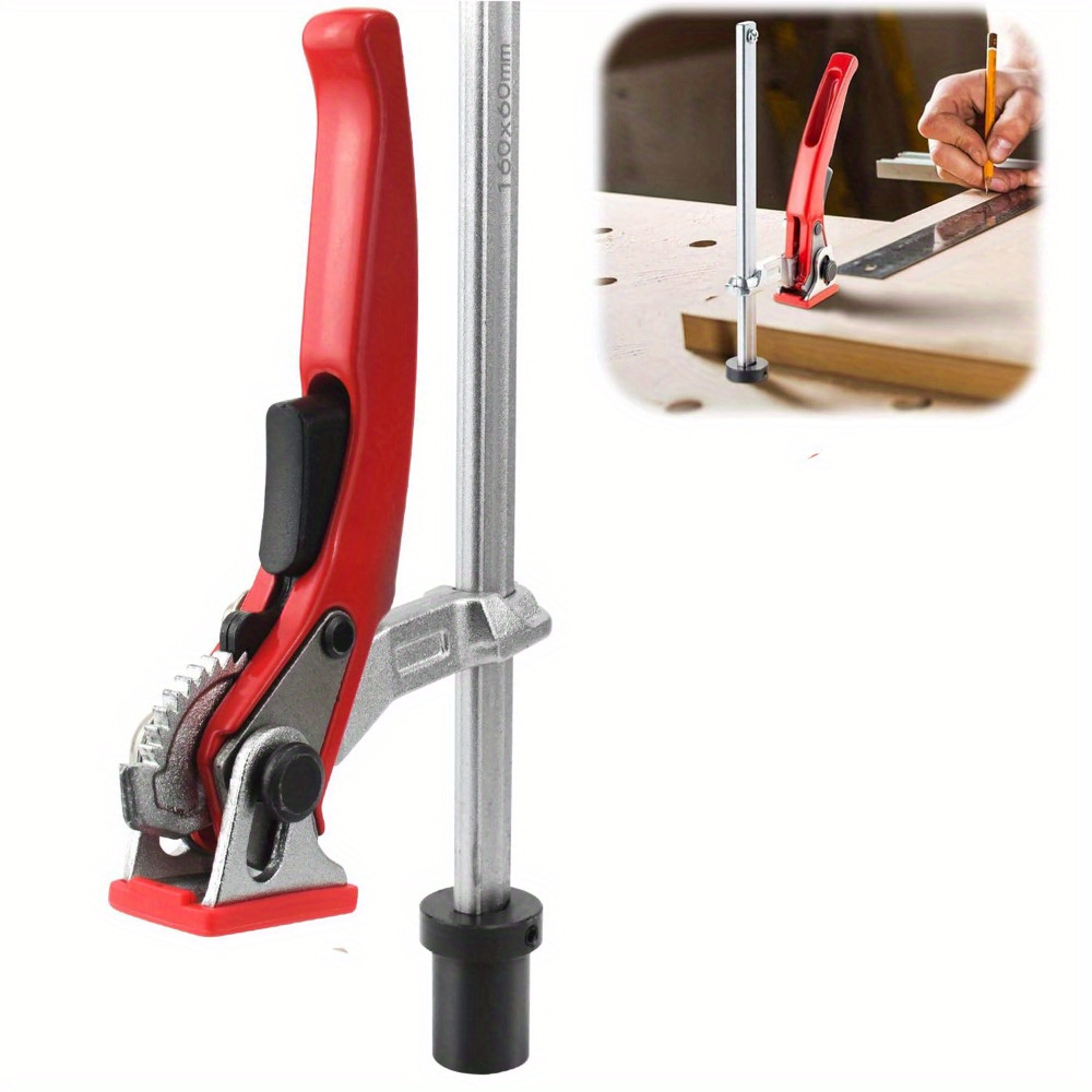 Woodworking Clamp 160mm Ratchet Design Lever Clamp Sturdy Construction Quick Release Clamp 1 Hand Use For Rails