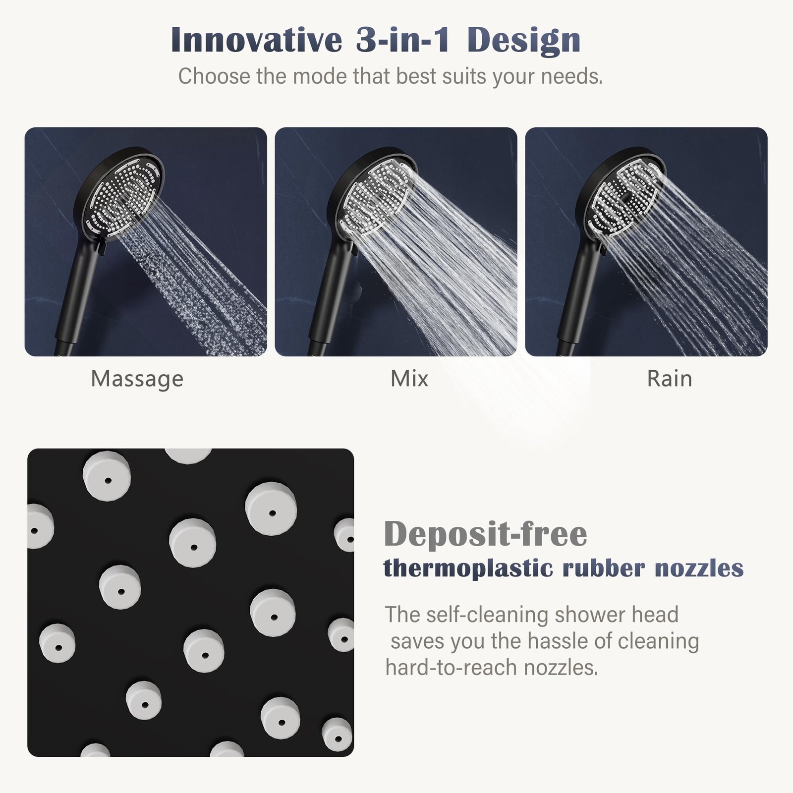 Modern Rainfall Shower System with Stainless Steel Overhead and Handheld Shower Heads