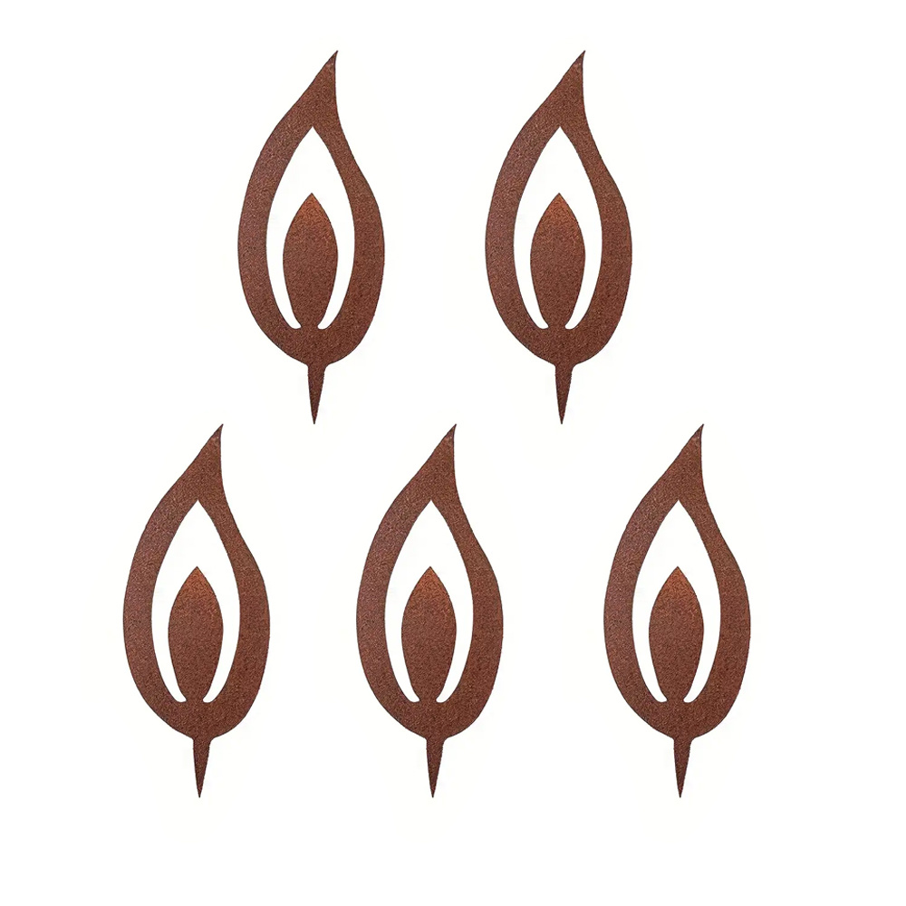 TEMU 【2D Flat】 [2D Flat] 5er-Pack Rostfarbene Deko für , Garten, Weihnachten, geeignet für verschiedene Jahreszeiten und Szenen - Kerzenflamme