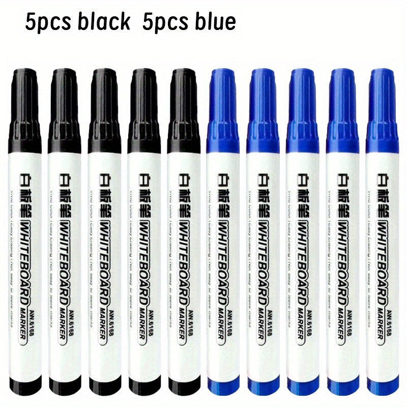 TEMU 10pcs Erasable Whiteboard Markers, Erasable Whiteboard Markers, Quick-drying Pens, Large-capacity Refillable Markers, And Water-based Board