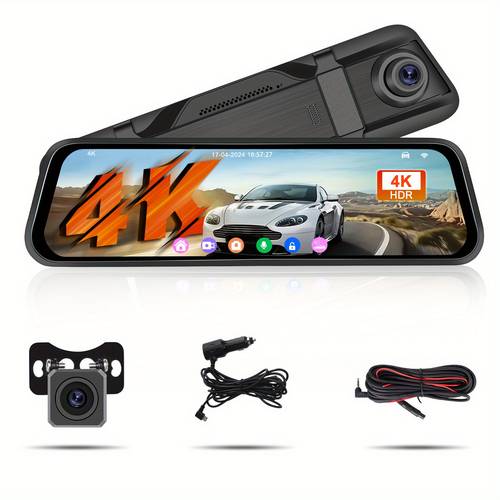 4k touchscreen dash cam 4k touchscreen dash cam 9 66 inch dual cameras loop recording parking assistance 24h parking monitor backup camera without battery
