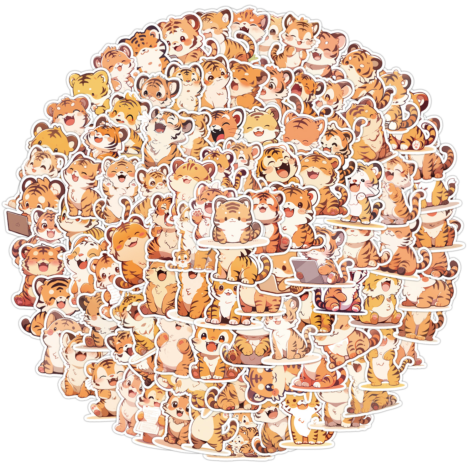 item picture a set of 100 adorable tiger stickers to   your rooms bikes water bottles and other   halloween decorations