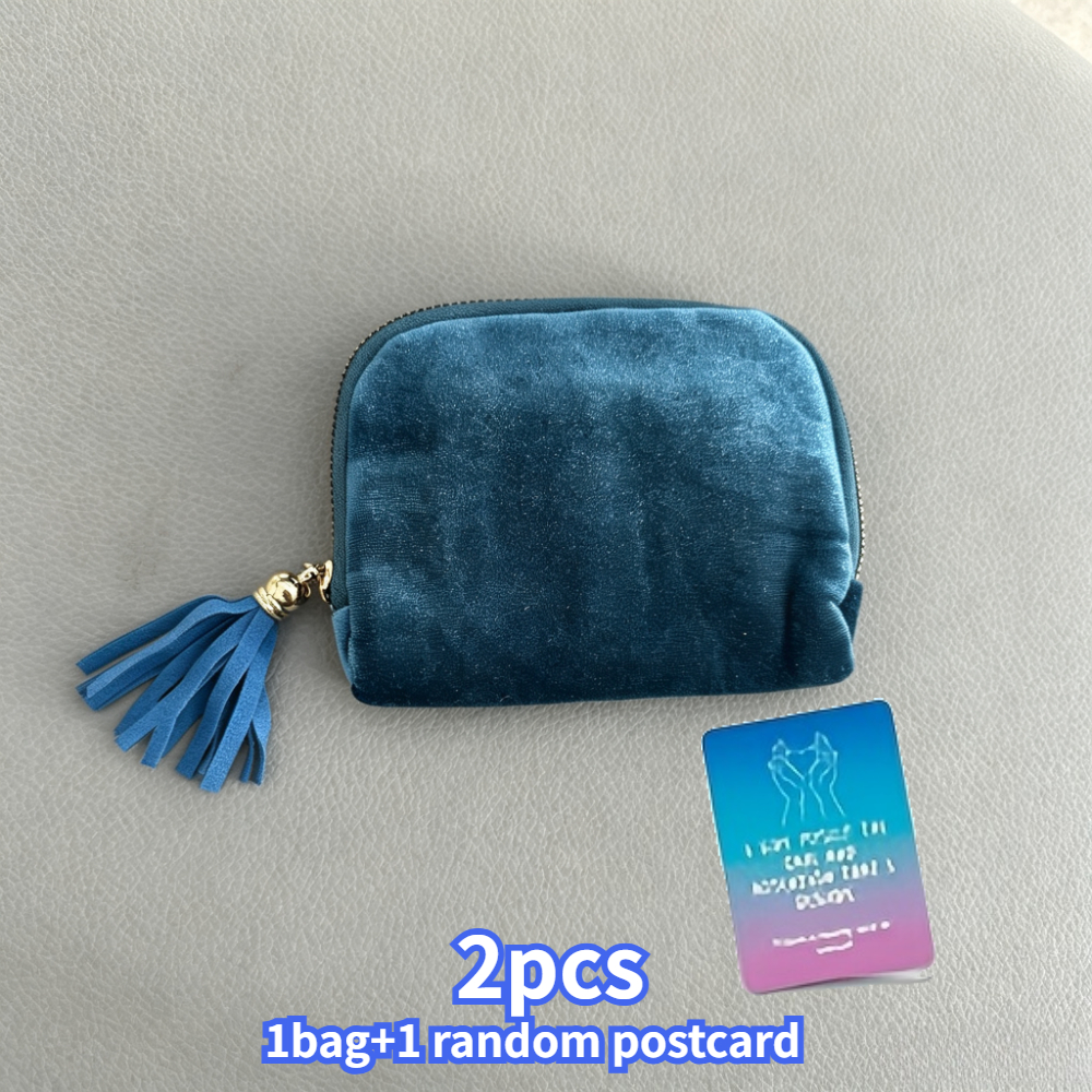 2pcs Set Velvet Travel Jewelry Bag with Postcard