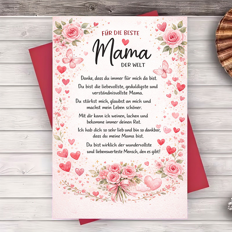 Image of A Lovely Mother's Day Card Featuring Floral And Heart , Ideal For Appreciation And Love To Your Mother On Birthdays, Anniversaries, Or Any Special Event (includes Envelope And Card)