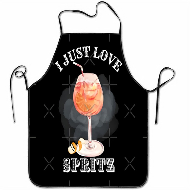 TEMU 1pc Lemon Cocktail Print Sleeveless Polyester Apron, Unisex For Home Use, Suitable For Cooking, Baking, Household Cleaning, Barbecuing, And