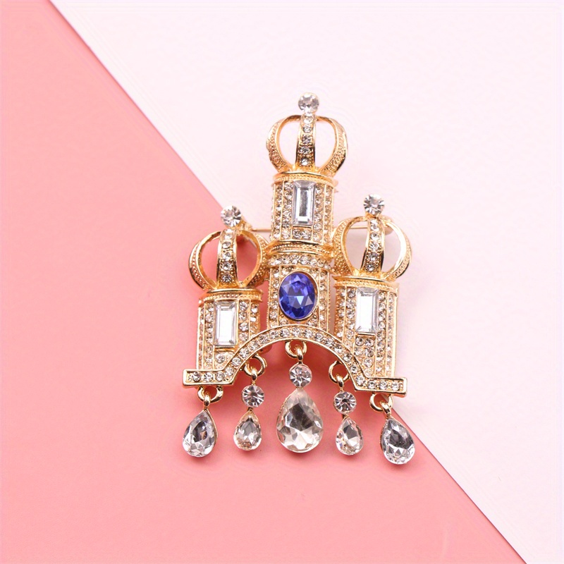 1pc elegant cute cartoon castle brooch pin enamel novelty accessory chic gemstone embellished badge unisex fashion lapel pin with for gifts and celebrations details 1