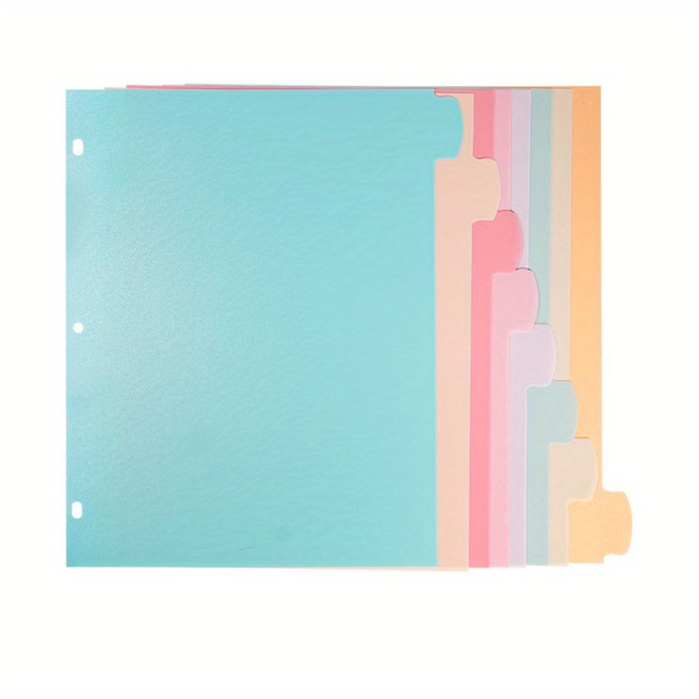 8pcs a4 binder dividers - sturdy  -hole punch, pastel colors (light blue, pink, beige, white) for notebooks, binders & office organization, notebook dividers | pastel binder dividers | plastic dividers 0