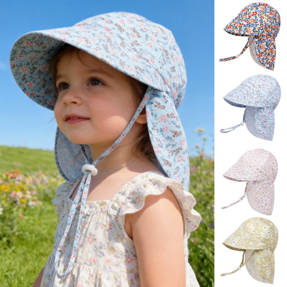 sun hat floral print wide brim hat