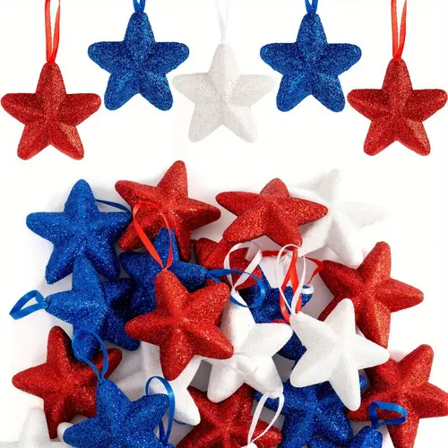 hanging decorations glitter star ornaments patriotic decorations