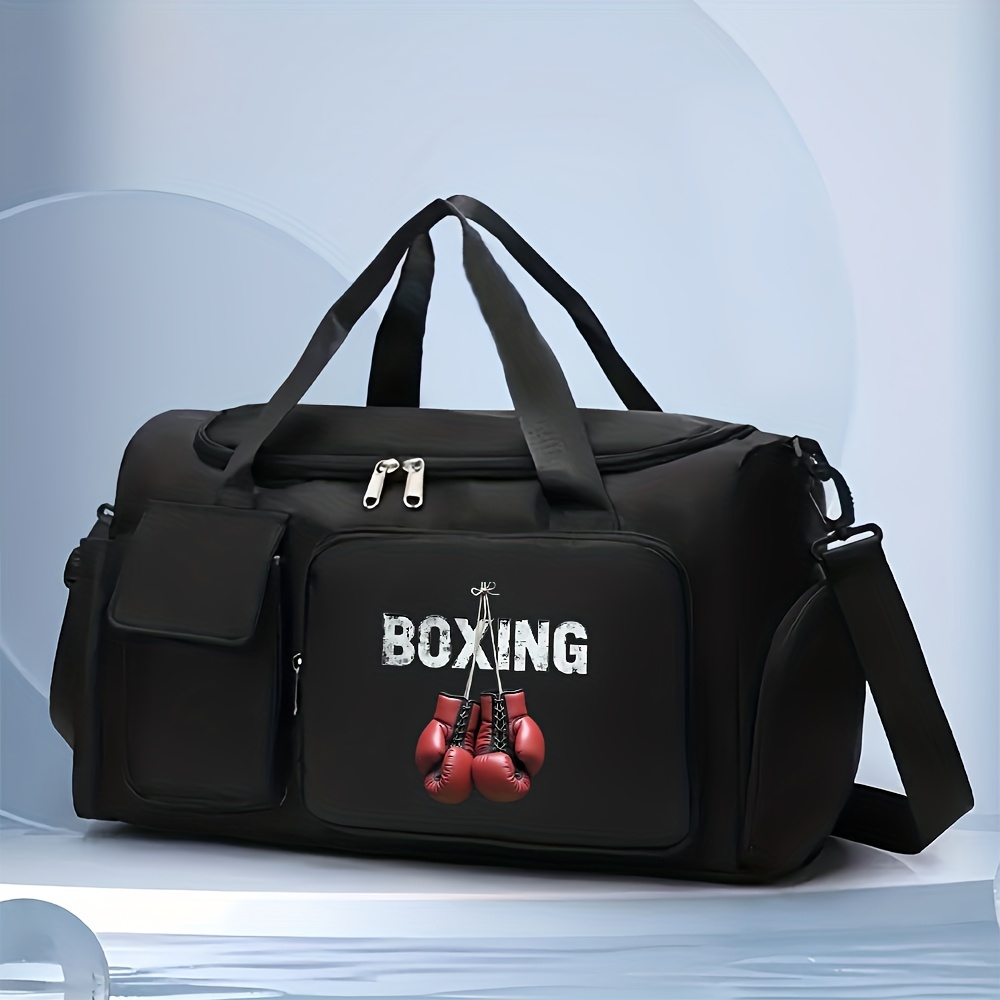 TEMU 1pc Boxing Gloves Sports Equipment Gym And Travel Duffel Bag- Large Capacity Tote Bag With Adjustable Shoulder Strap, Multiple Compartments,