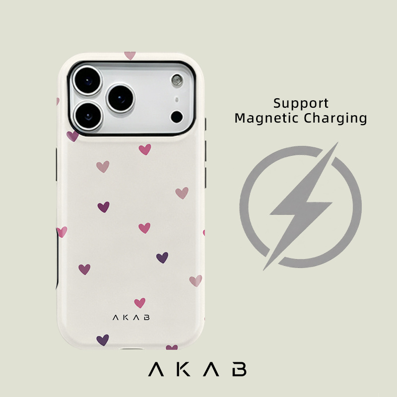 TEMU Phone Case: Akab Small Purple Heart Pattern 2-in-1 Dual-layer Magnetic Phone Case For Iphone 18 Pro Max, 18 Pro, 17 16 15 14 13 12 11 Pro Air