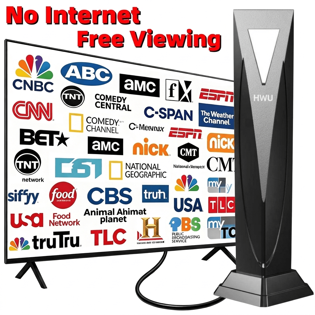 TEMU 2026 Upgraded -driven Ultra-long Range Indoor Tv Antenna Compatible For Smart & Tvs, 4k/1080p Hd With Vhf/uhf Tuner, For Free Channels, For