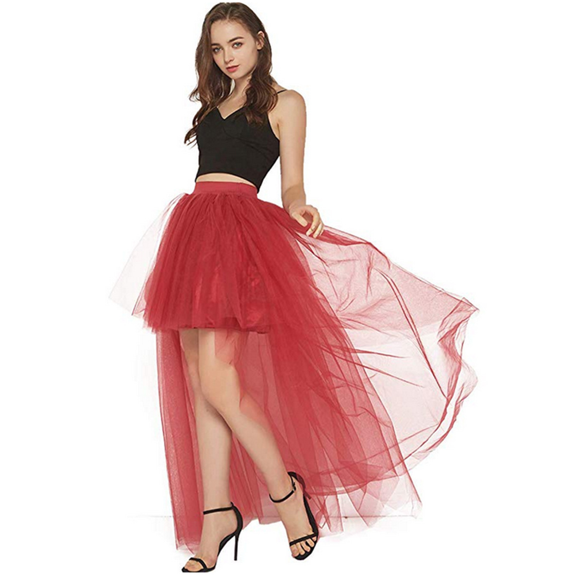 elegant high low hem tulle skirt asymmetrical layered tutu Temu