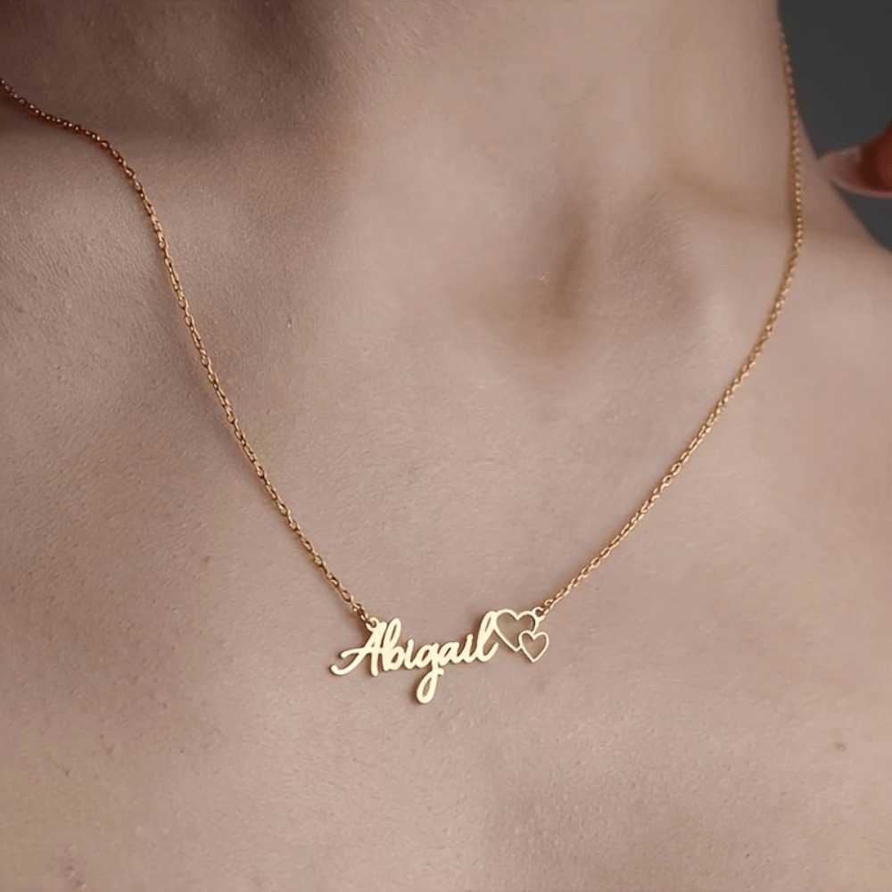 Personalized Heart Name Necklace - Unique Double Heart Pendant