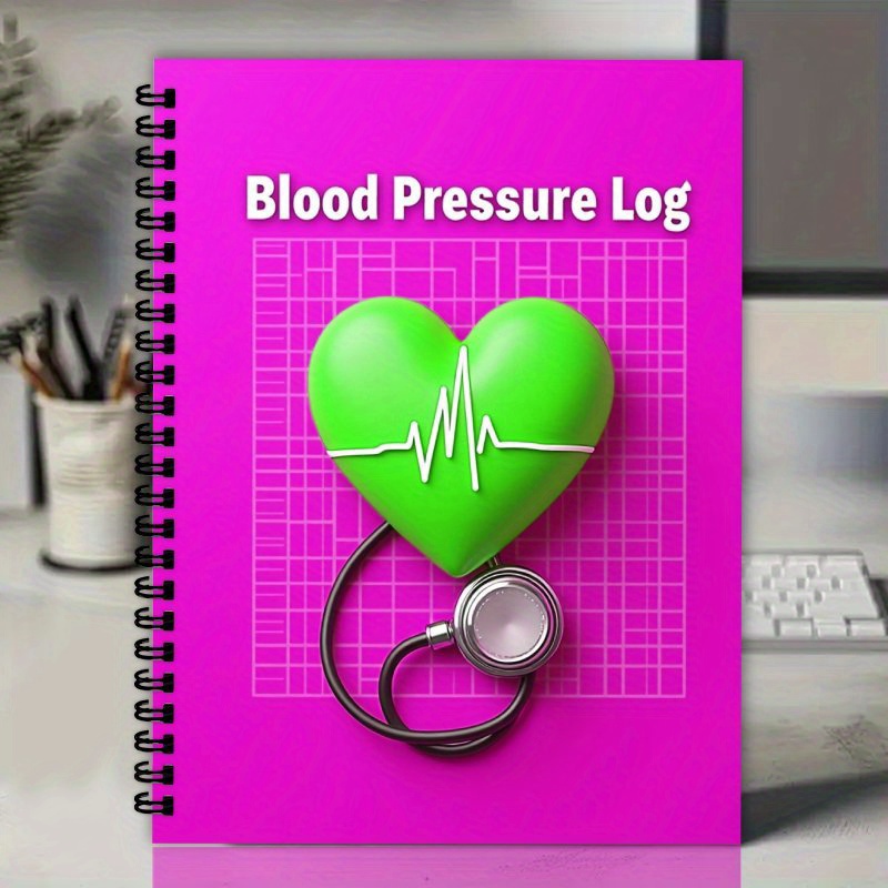 TEMU Flexible Spiral Blood Pressure Log - Track Blood Pressure, Heart Rate, And Medication Daily At Home, Compact And Convenient Design For Easy