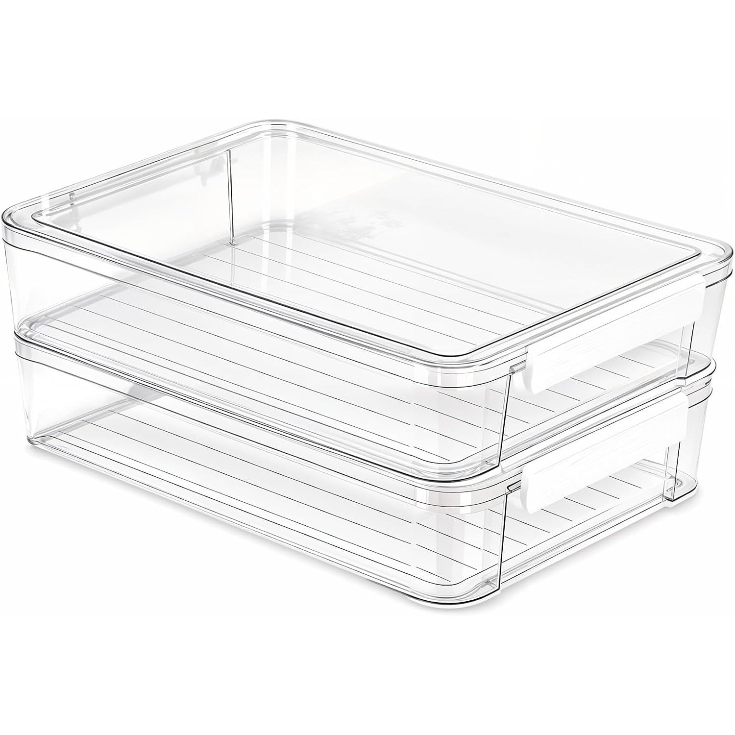 TEMU Home Storage Solution! 2-pack Plastic Storage Boxes (with Lids) - Large, White, Stackable Organizer Bins; Portable Storage For A4 Documents,