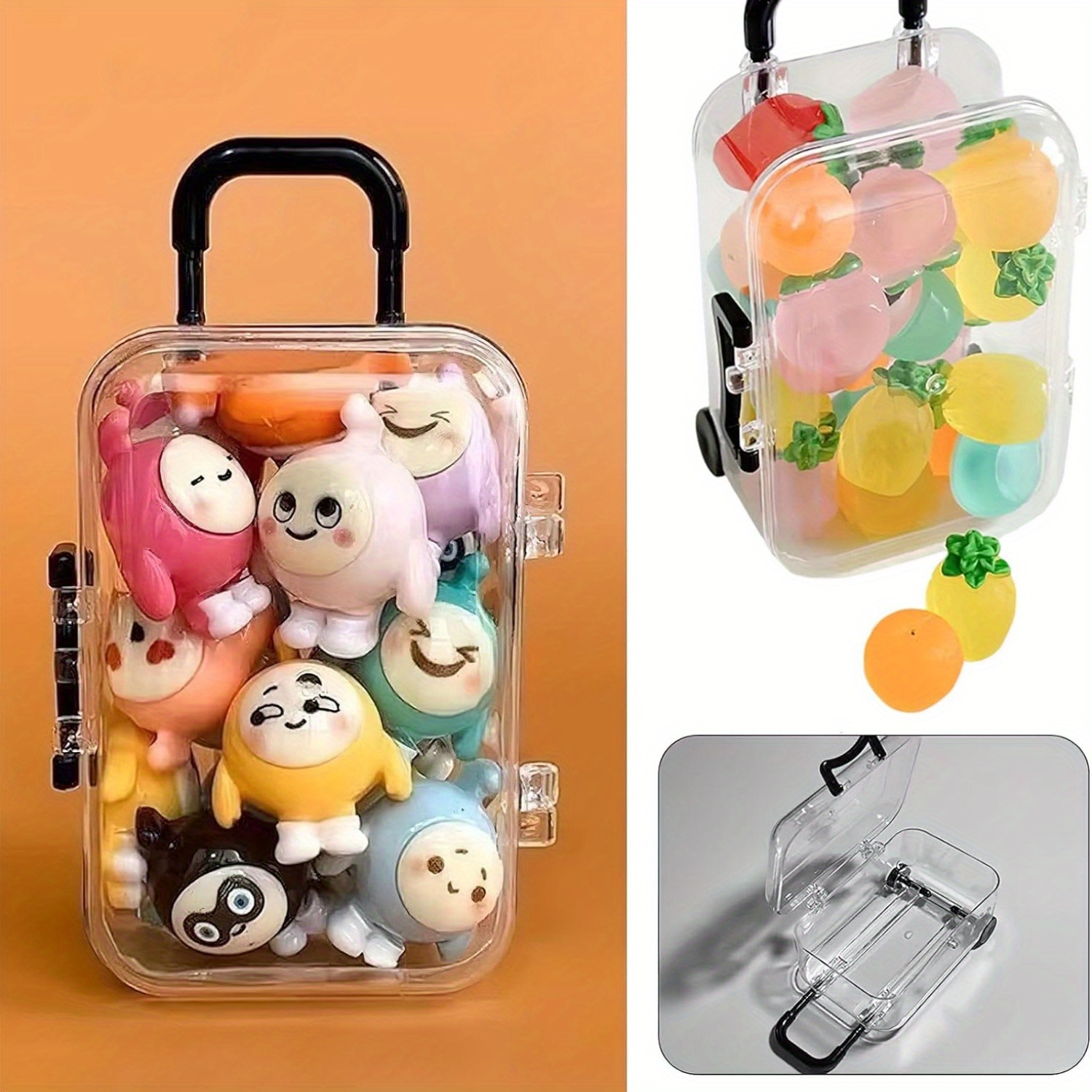 mini luggage plastic transparent cube travel suitcase candy and jewelry display set with wheels wedding bride gift packaging box suitable for parties wedding candy box black Product details 1