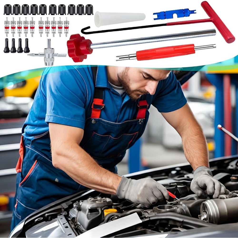 Image of Valve Core Removal Wrench Kit 30pcs Tyre Repair Tool Set With Valve Core Installation For Car Motorcycle Bicycle