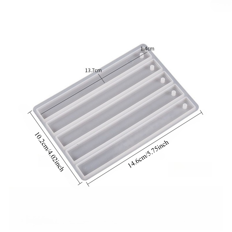 TEMU Stampo in resina e silicone a 5 file per segnalibri e ciondoli lunghi per creazione di gioielli fai da te - Stampo a striscia lunga multicavit�