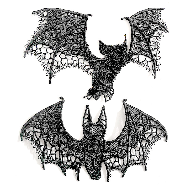 2pcs Halloween Bat Lace Applique Patch For Clothing Diy